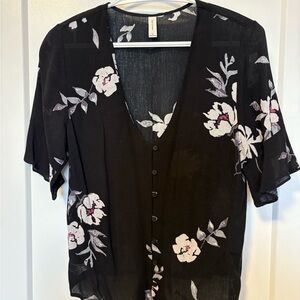 Gentle Fawn Black Floral Button-Up Blouse